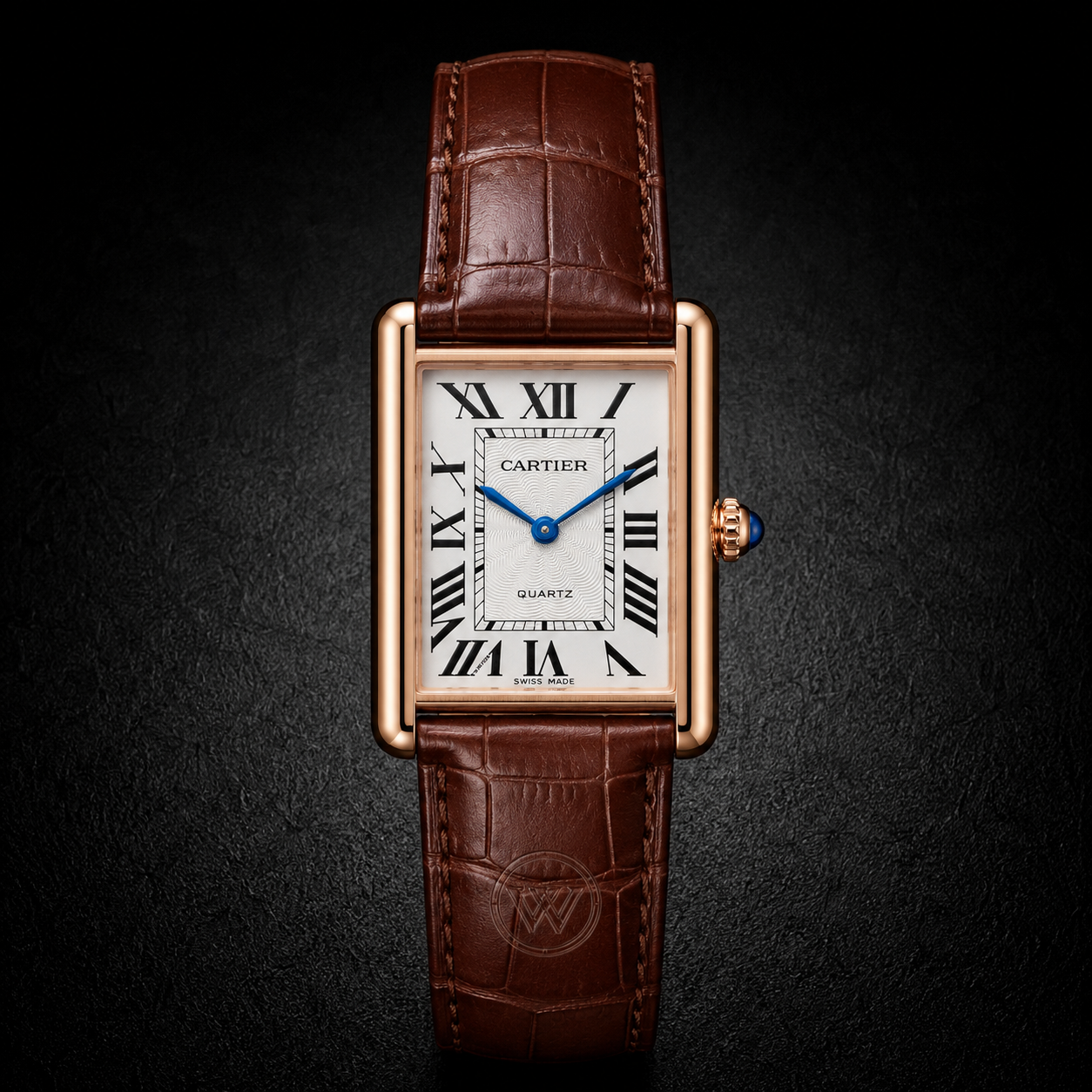 CARTIER - Tank Roman Leather Watch