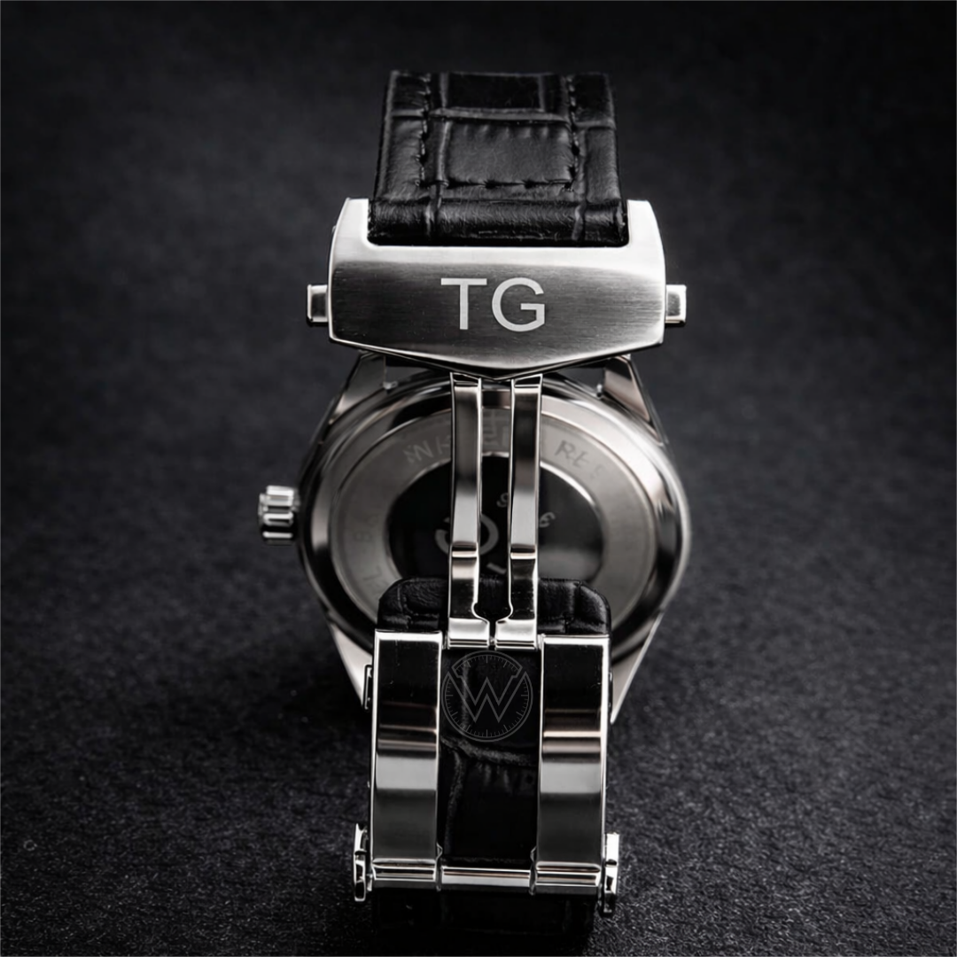 TAG HEUER - Day-Date Leather Strap Watch