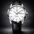 TAG HEUER - Day-Date Leather Strap Watch